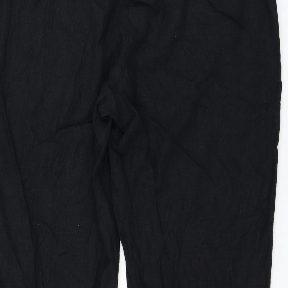 George Womens Black Linen Trousers Size 20 L26 in Regular Drawstring