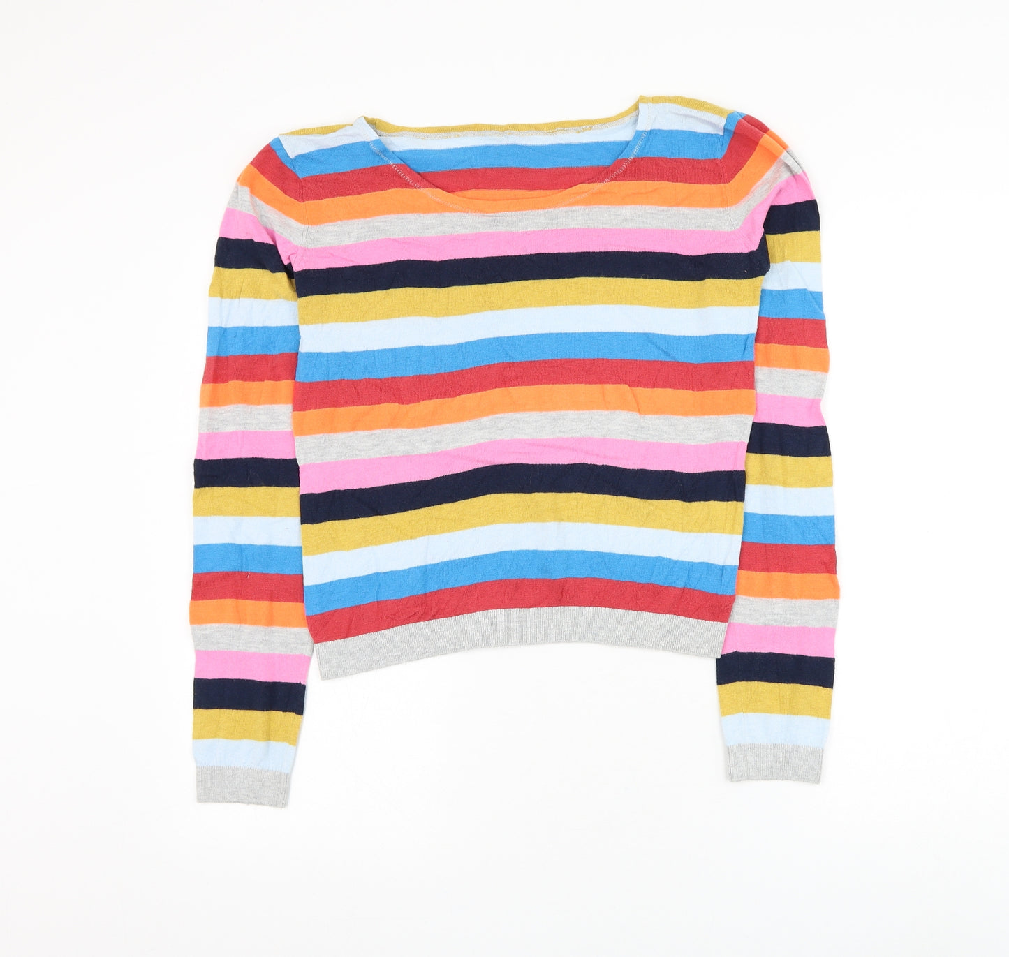 NEXT Womens Multicoloured Boat Neck Striped Cotton Pullover Jumper Size 16