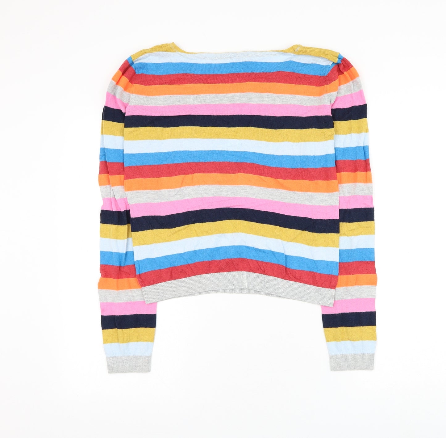 NEXT Womens Multicoloured Boat Neck Striped Cotton Pullover Jumper Size 16