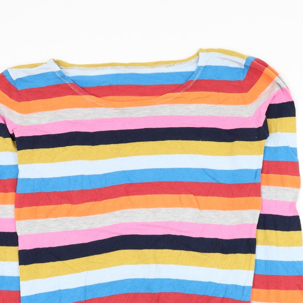 NEXT Womens Multicoloured Boat Neck Striped Cotton Pullover Jumper Size 16
