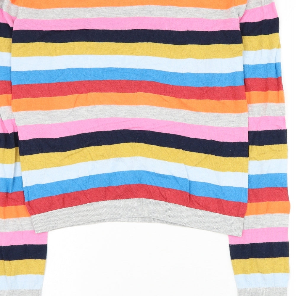 NEXT Womens Multicoloured Boat Neck Striped Cotton Pullover Jumper Size 16