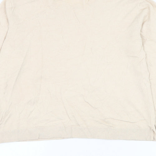 Oasis Womens Beige Round Neck Cotton Pullover Jumper Size L