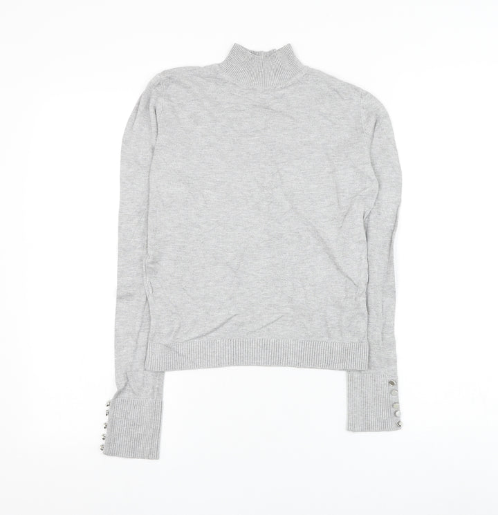 Topshop Womens Grey Mock Neck Viscose Pullover Jumper Size 12