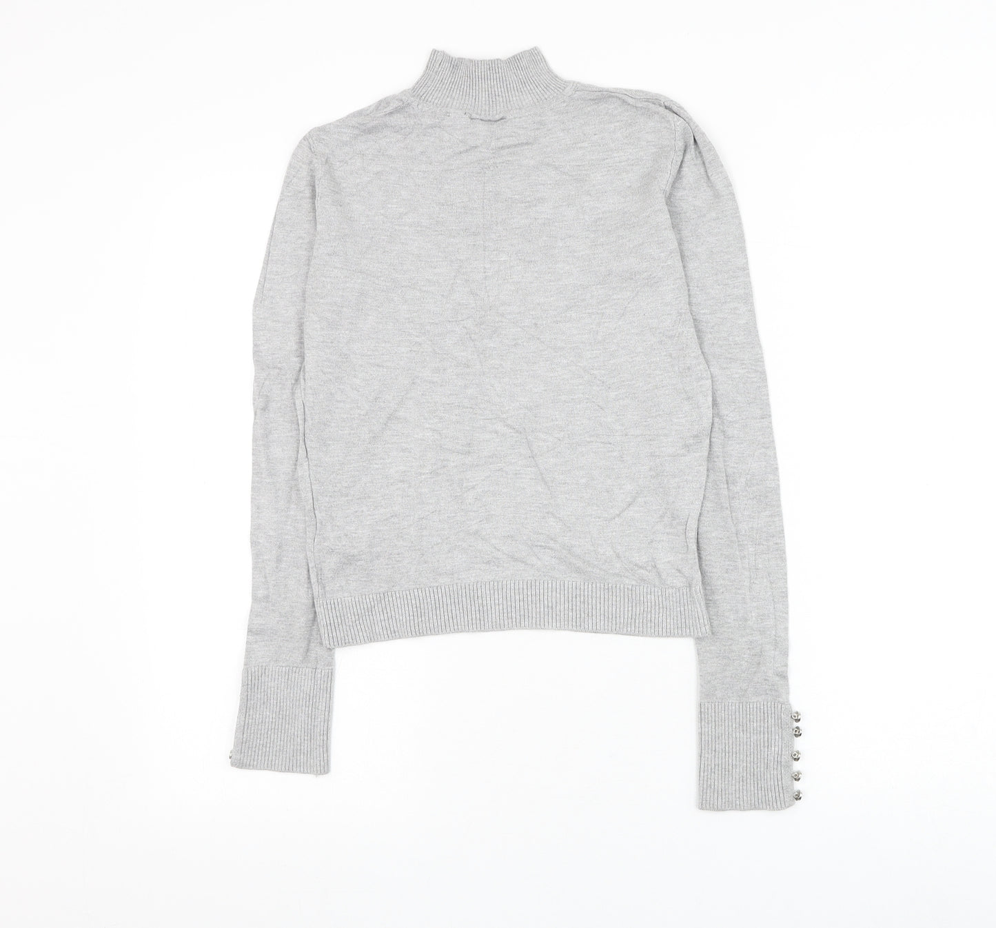 Topshop Womens Grey Mock Neck Viscose Pullover Jumper Size 12