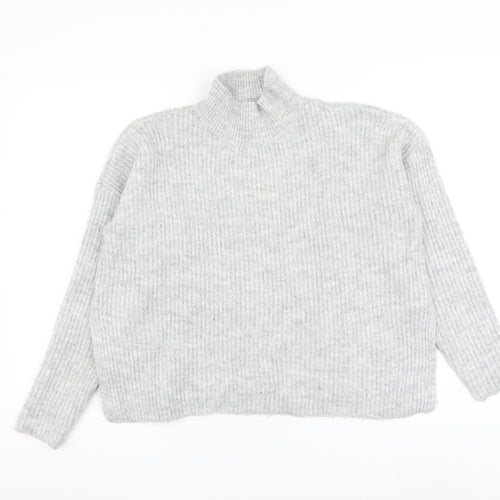 Primark Womens Grey Mock Neck Acrylic Pullover Jumper Size 10
