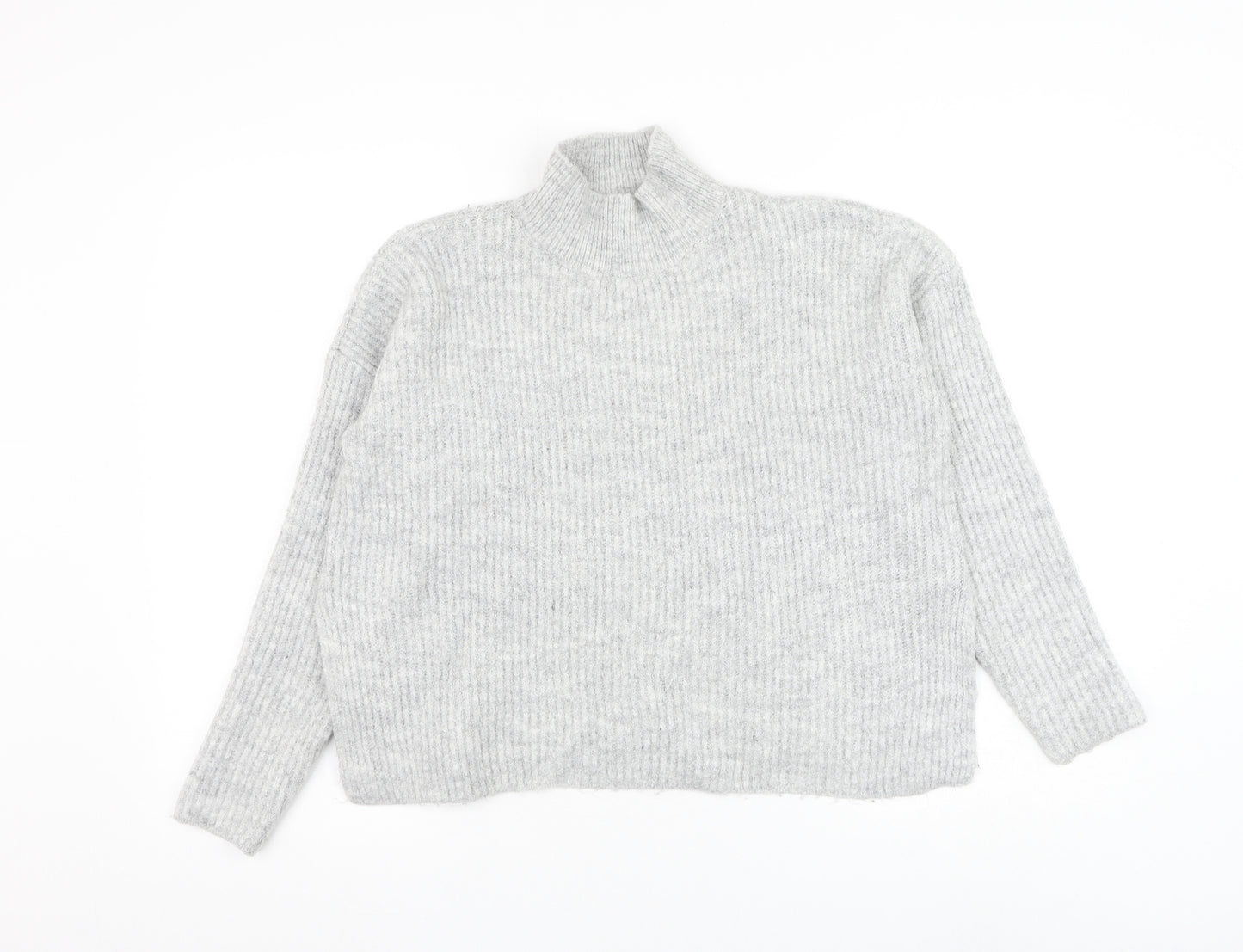 Primark Womens Grey Mock Neck Acrylic Pullover Jumper Size 10