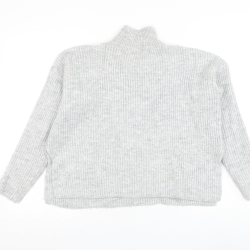 Primark Womens Grey Mock Neck Acrylic Pullover Jumper Size 10