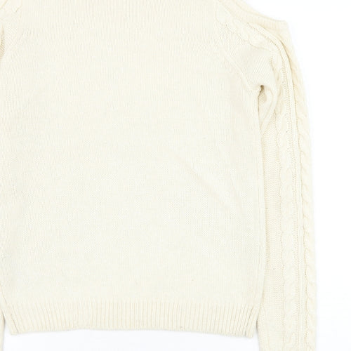 Dorothy Perkins Womens Ivory Round Neck Acrylic Pullover Jumper Size 10 - Cold Shoulder