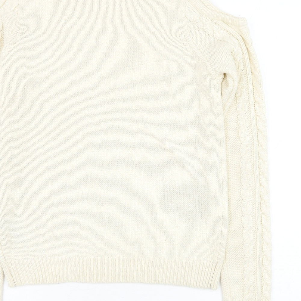 Dorothy Perkins Womens Ivory Round Neck Acrylic Pullover Jumper Size 10 - Cold Shoulder