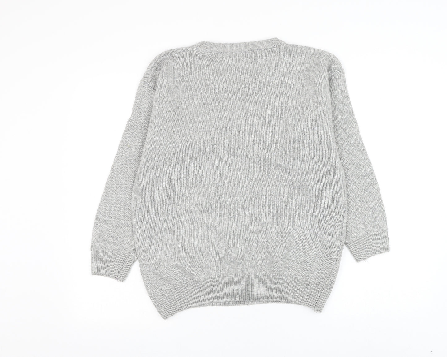 Shikha Mens Grey Round Neck Cotton Pullover Jumper Size M - Rabbit Christmas