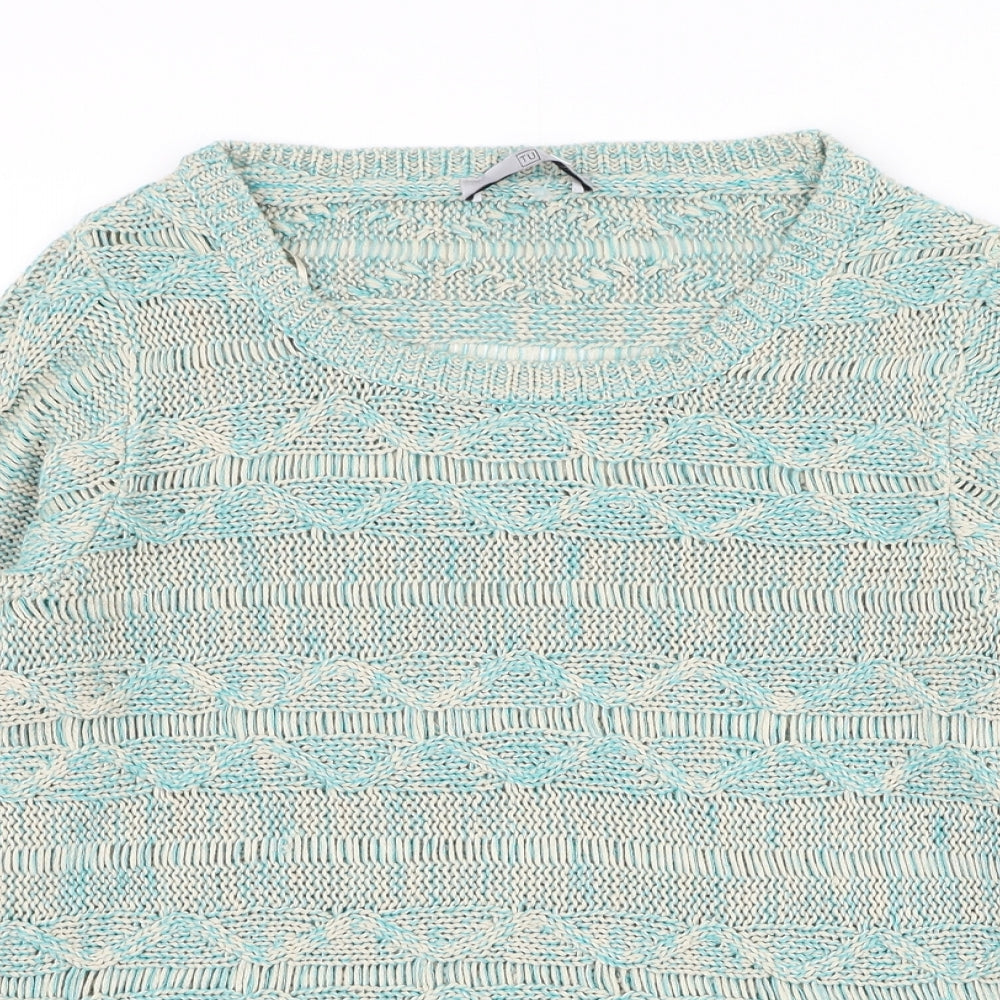 TU Womens Blue Scoop Neck Acrylic Pullover Jumper Size 8