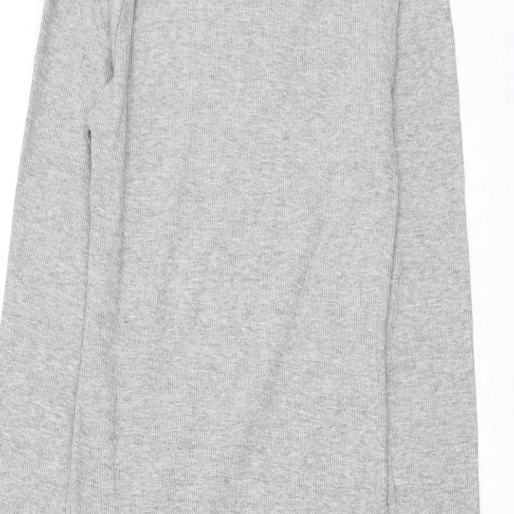 Pull&Bear Womens Grey Cotton Pencil Dress Size L Round Neck Pullover