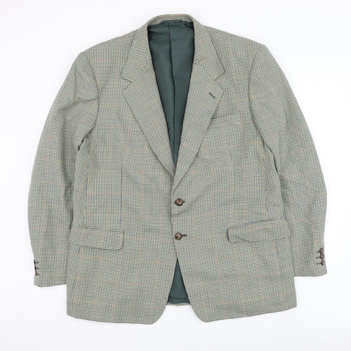 Enrico Gorlani Mens Green Houndstooth Polyester Jacket Suit Jacket Size 44