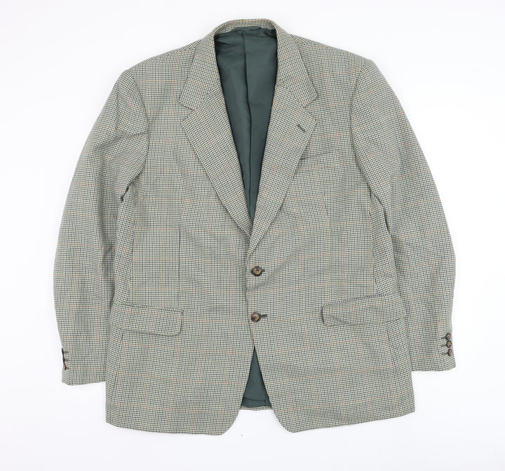 Enrico Gorlani Mens Green Houndstooth Polyester Jacket Suit Jacket Size 44