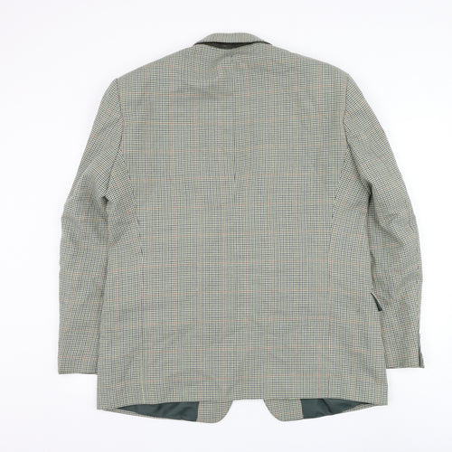 Enrico Gorlani Mens Green Houndstooth Polyester Jacket Suit Jacket Size 44
