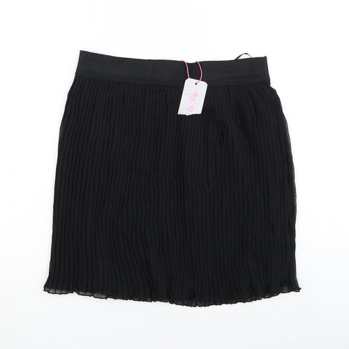Be Beau Womens Black Polyester Pleated Skirt Size 10