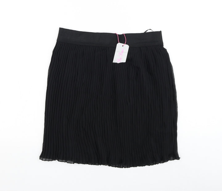 Be Beau Womens Black Polyester Pleated Skirt Size 10