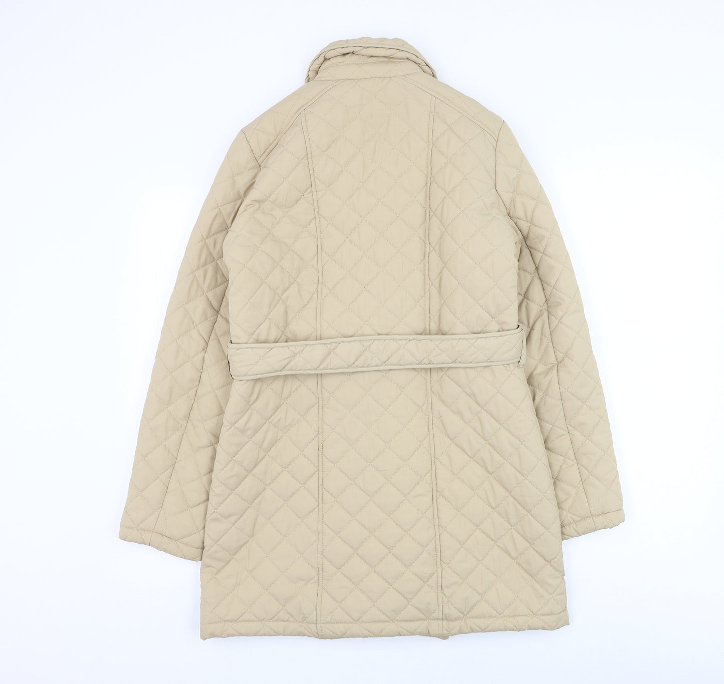 F&F Womens Beige Argyle/Diamond Quilted Coat Size 8 Zip