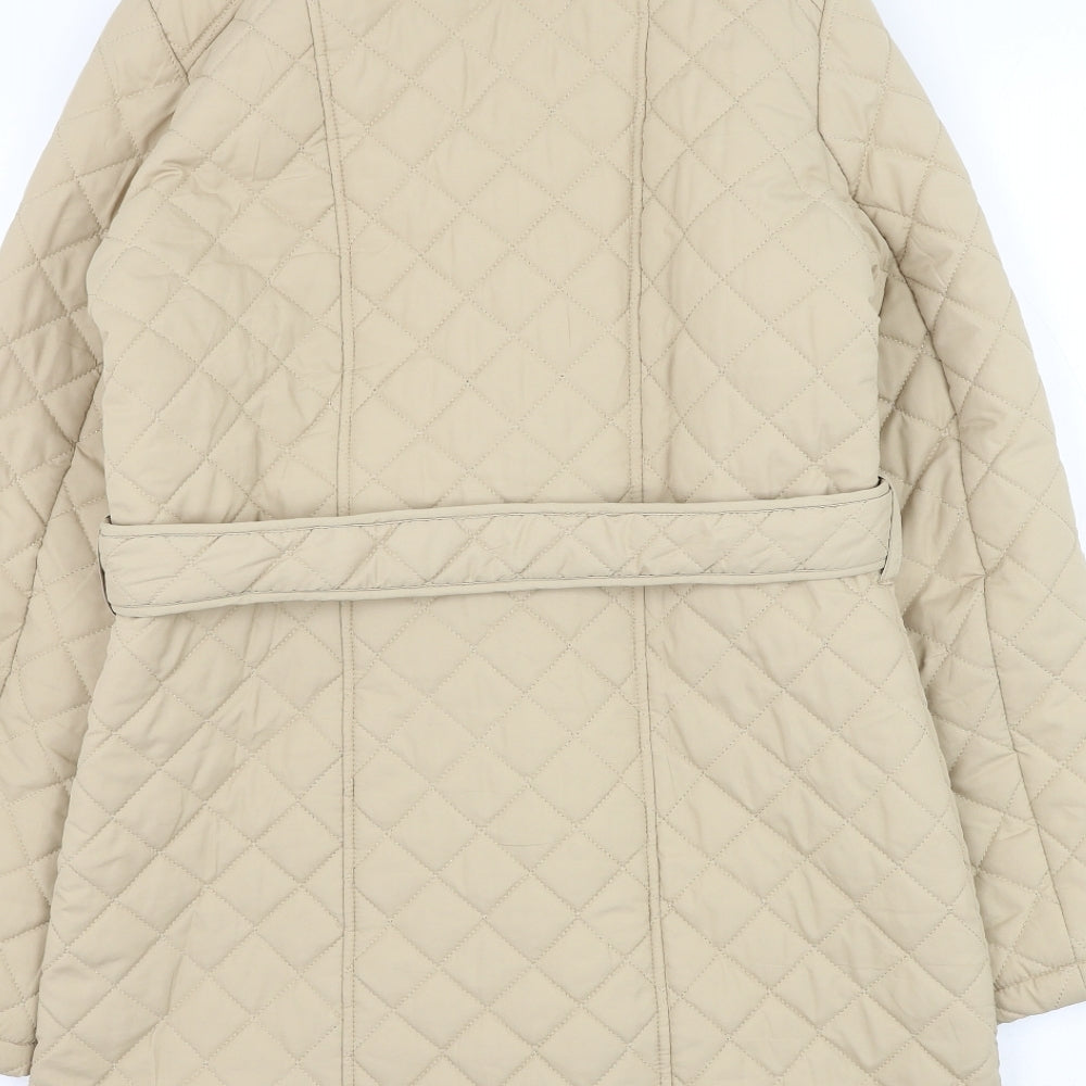F&F Womens Beige Argyle/Diamond Quilted Coat Size 8 Zip