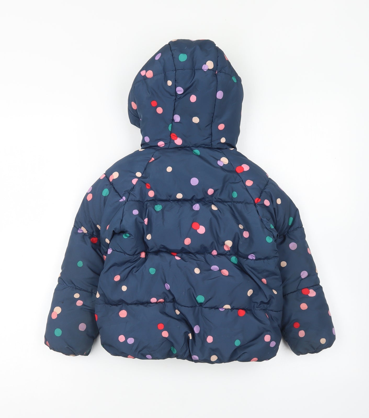 Marks and Spencer Girls Blue Polka Dot Polyester Pullover Hoodie Size 4-5 Years Zip