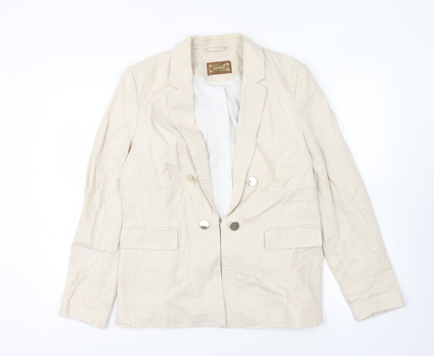 Per Una Womens Beige Jacket Blazer Size 14 Button
