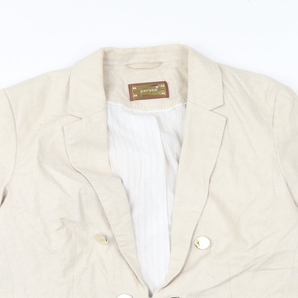 Per Una Womens Beige Jacket Blazer Size 14 Button