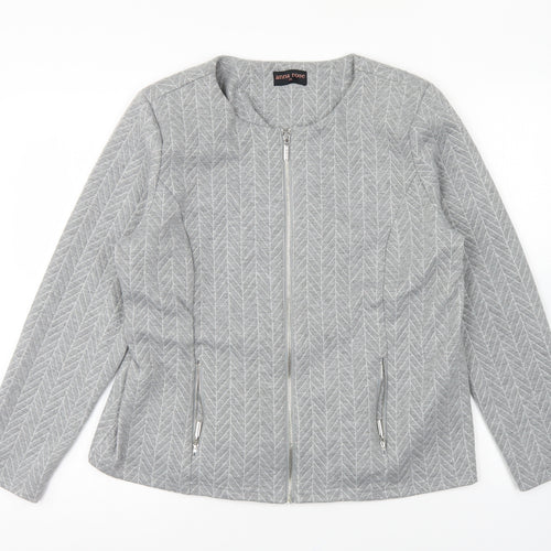 Anna Rose Womens Grey Geometric Jacket Size 16 Zip