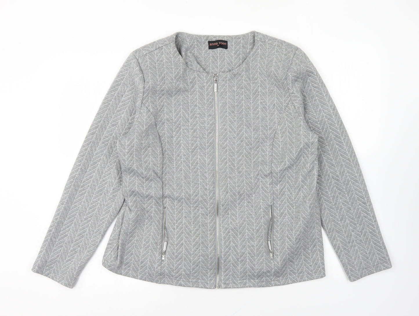 Anna Rose Womens Grey Geometric Jacket Size 16 Zip