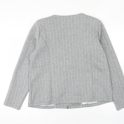 Anna Rose Womens Grey Geometric Jacket Size 16 Zip