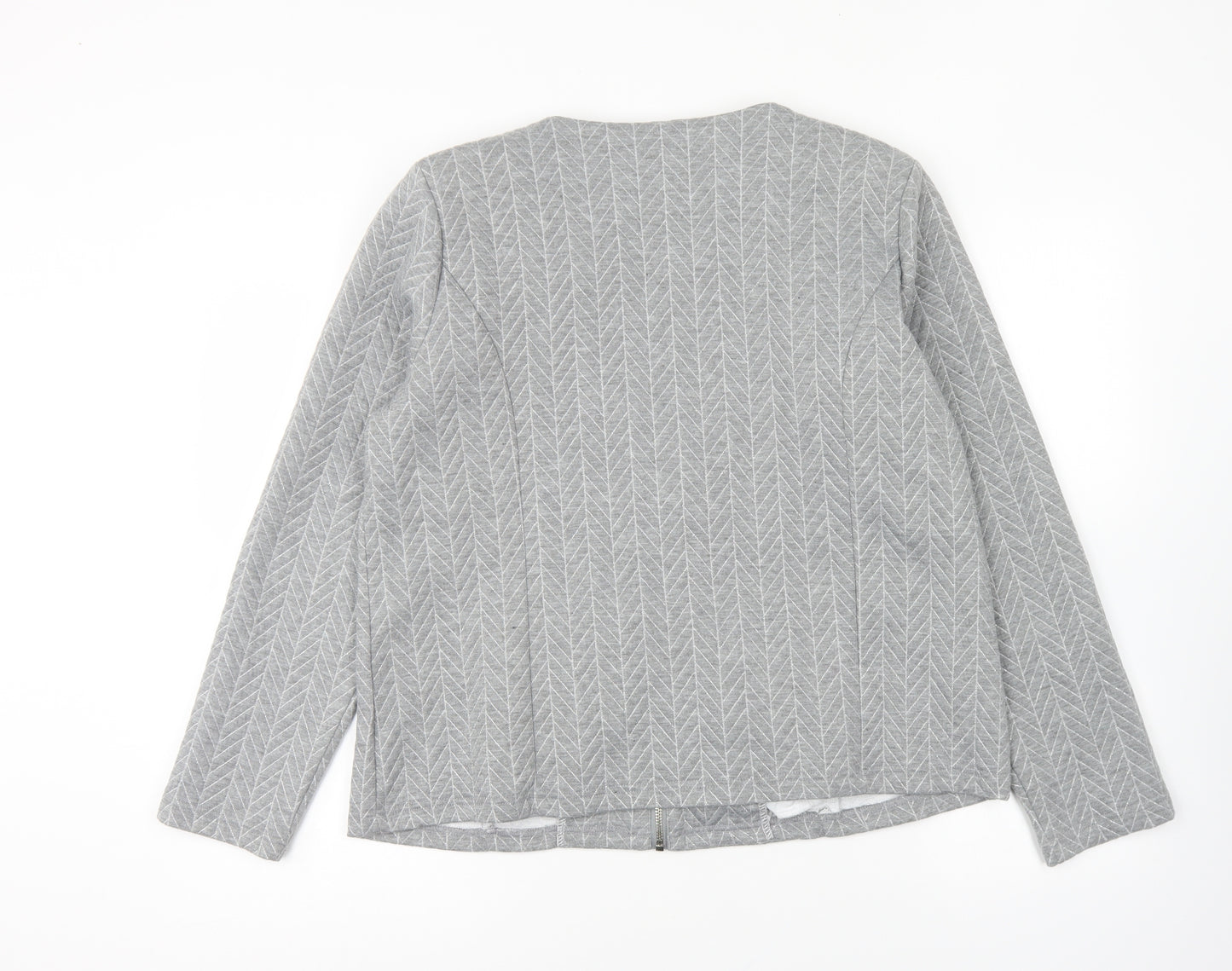 Anna Rose Womens Grey Geometric Jacket Size 16 Zip