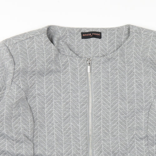 Anna Rose Womens Grey Geometric Jacket Size 16 Zip