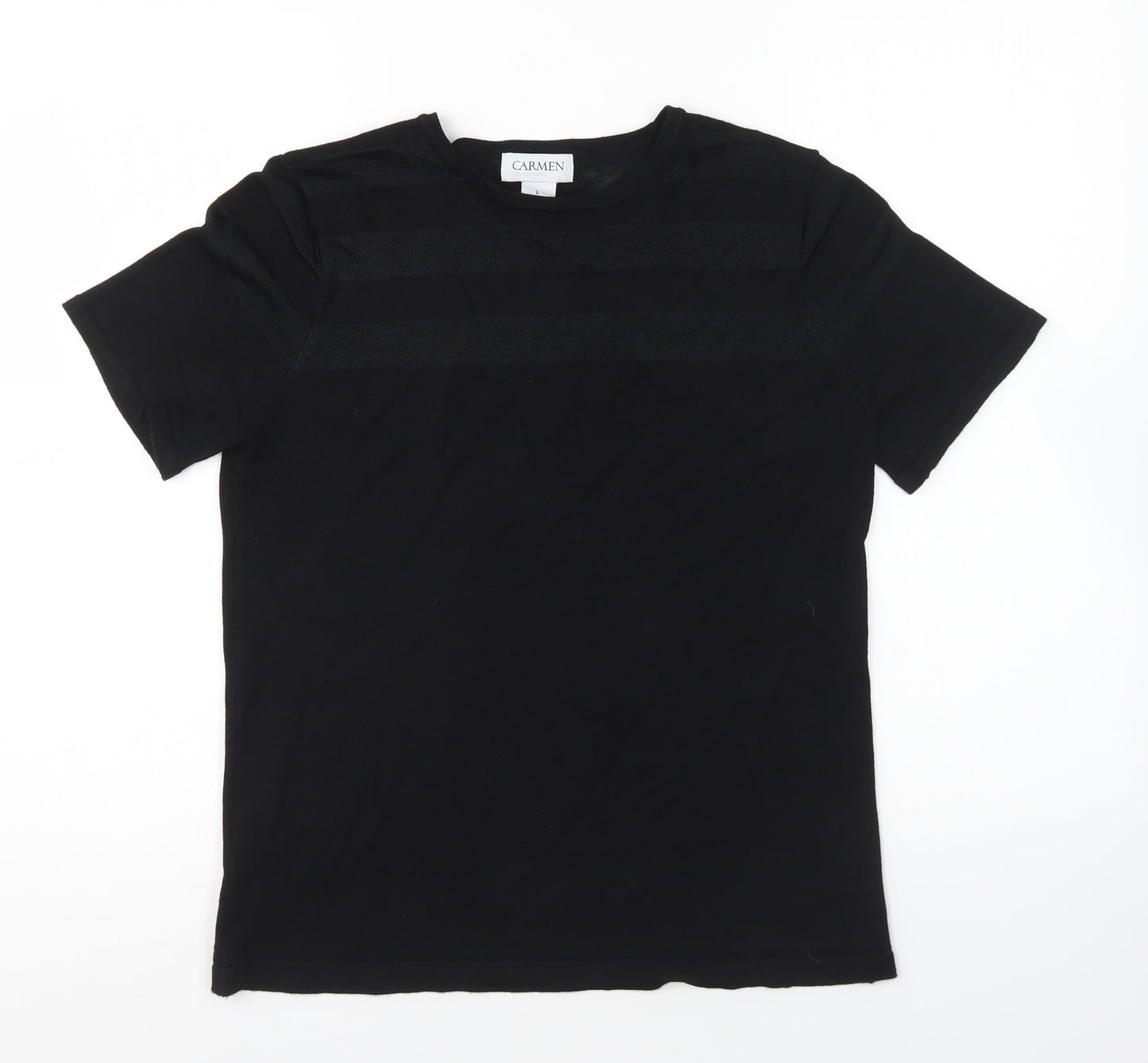 Carmen Womens Black Round Neck Rayon Pullover Jumper Size L