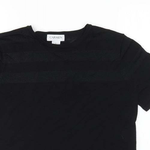 Carmen Womens Black Round Neck Rayon Pullover Jumper Size L