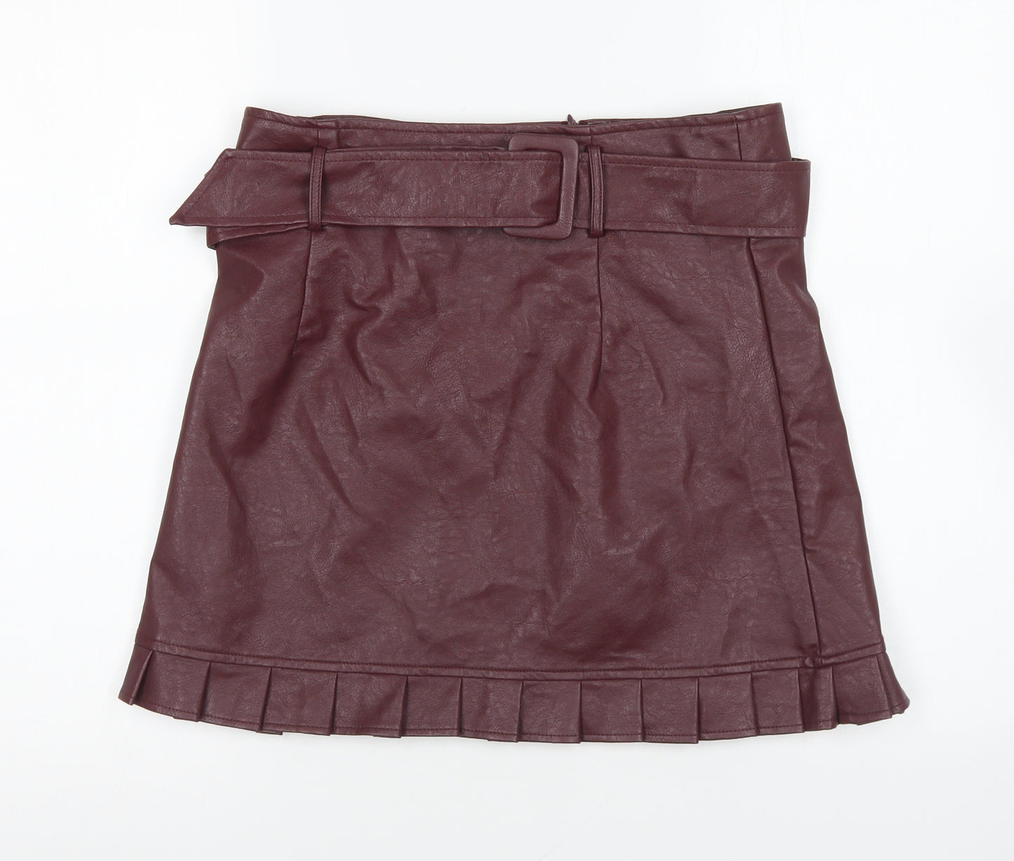 Boohoo Womens Purple Polyurethane Mini Skirt Size 12 Zip