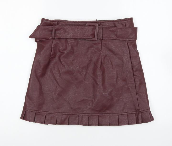 Boohoo Womens Purple Polyurethane Mini Skirt Size 12 Zip