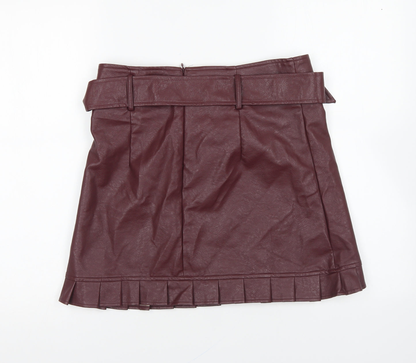 Boohoo Womens Purple Polyurethane Mini Skirt Size 12 Zip