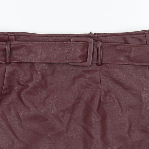 Boohoo Womens Purple Polyurethane Mini Skirt Size 12 Zip