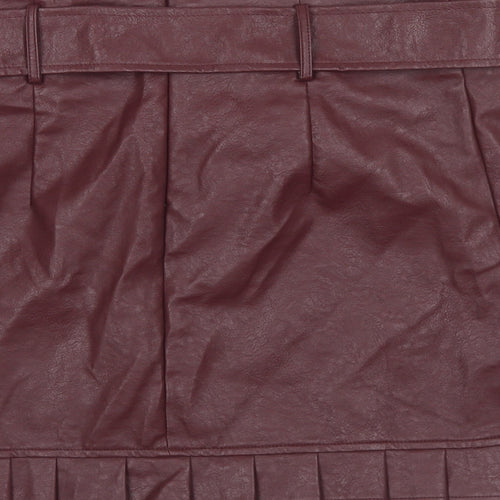 Boohoo Womens Purple Polyurethane Mini Skirt Size 12 Zip