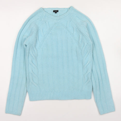 Izi Womens Blue Round Neck Acrylic Pullover Jumper Size S