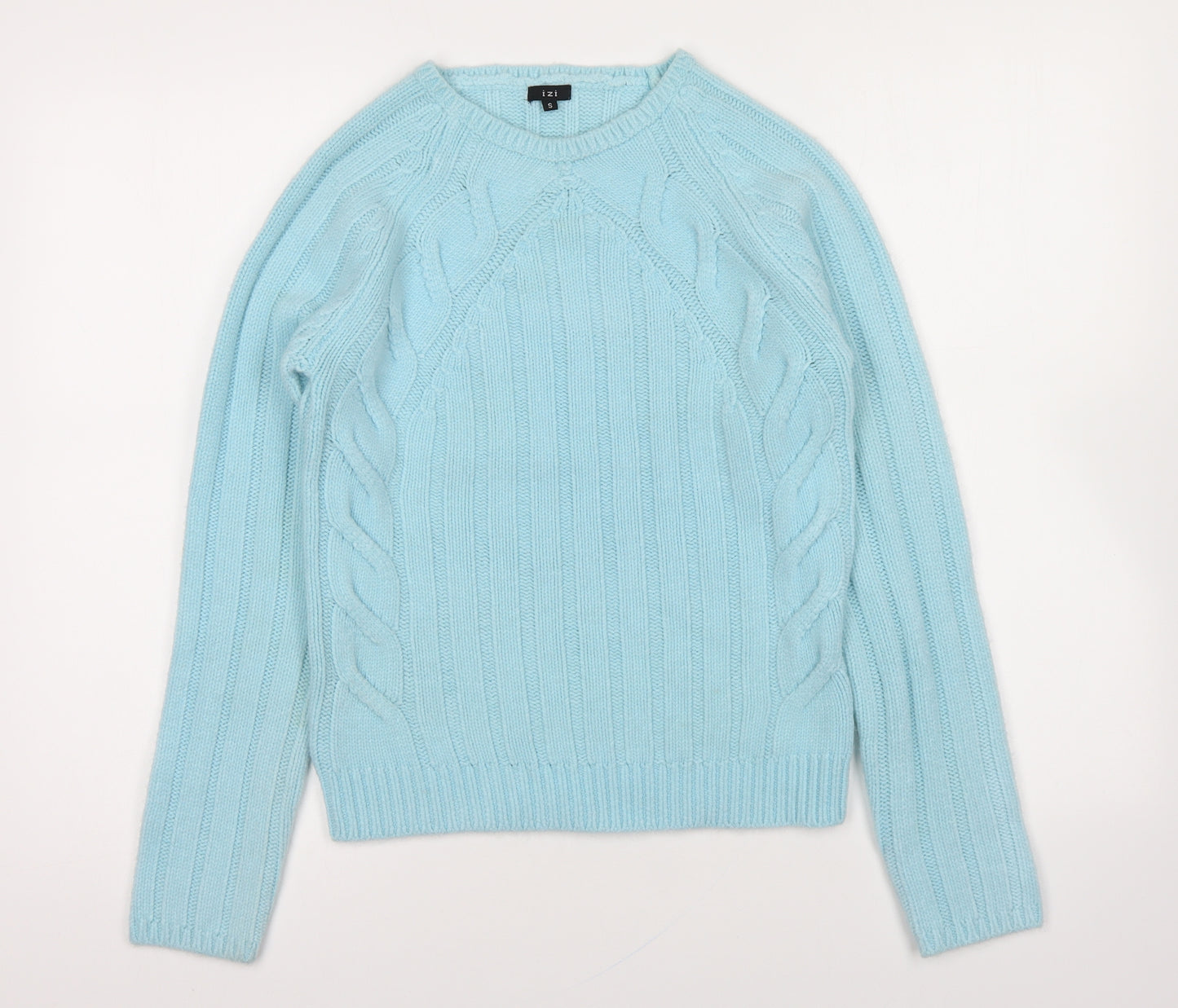 Izi Womens Blue Round Neck Acrylic Pullover Jumper Size S