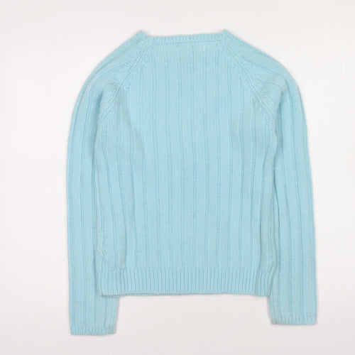 Izi Womens Blue Round Neck Acrylic Pullover Jumper Size S
