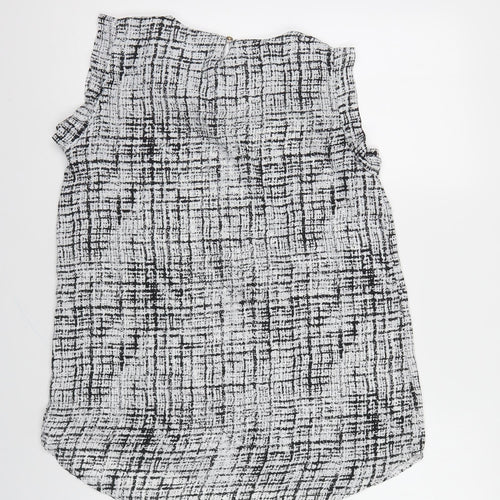 Blue Vanilla Womens Black Geometric Polyester Basic Blouse Size S Round Neck