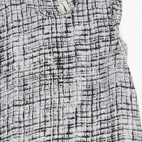 Blue Vanilla Womens Black Geometric Polyester Basic Blouse Size S Round Neck
