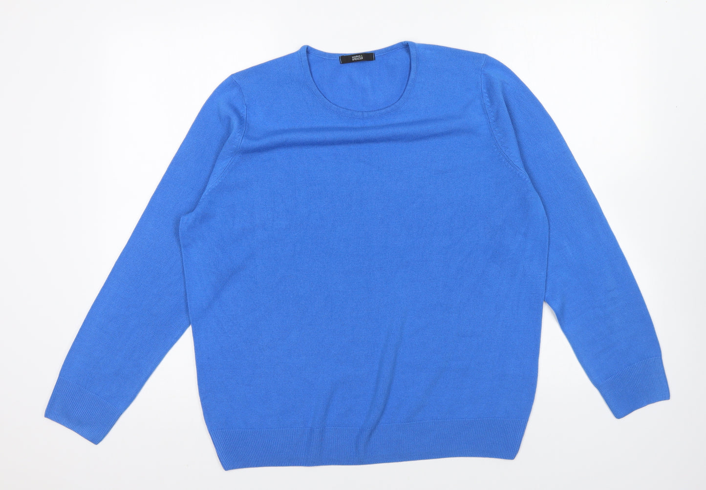 Marks and Spencer Womens Blue Round Neck Acrylic Pullover Jumper Size 16
