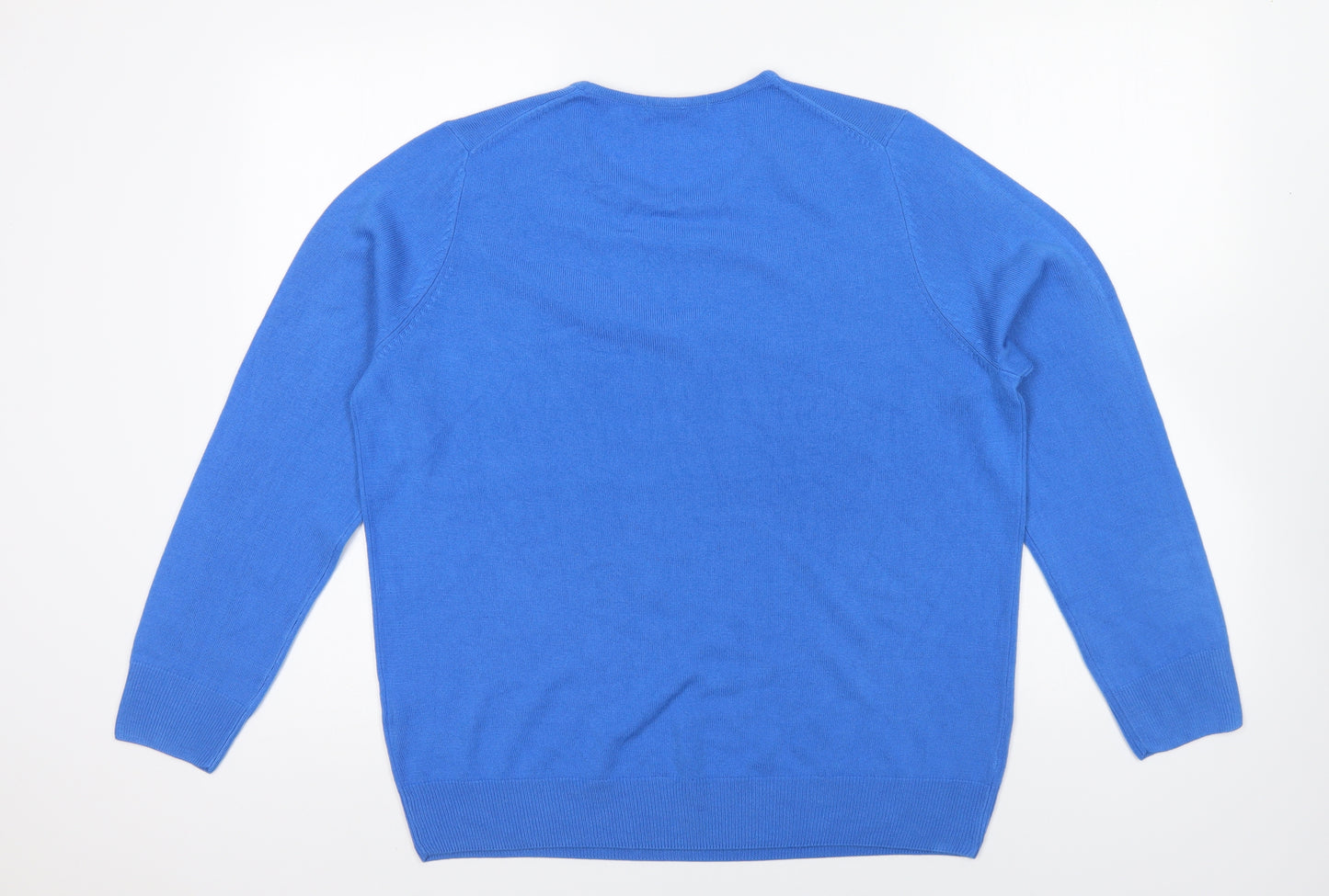Marks and Spencer Womens Blue Round Neck Acrylic Pullover Jumper Size 16