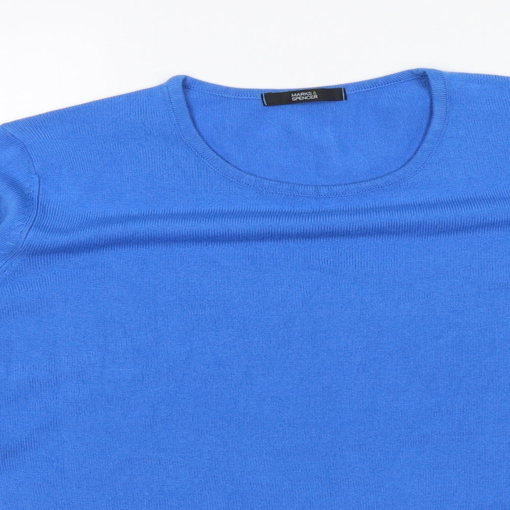 Marks and Spencer Womens Blue Round Neck Acrylic Pullover Jumper Size 16