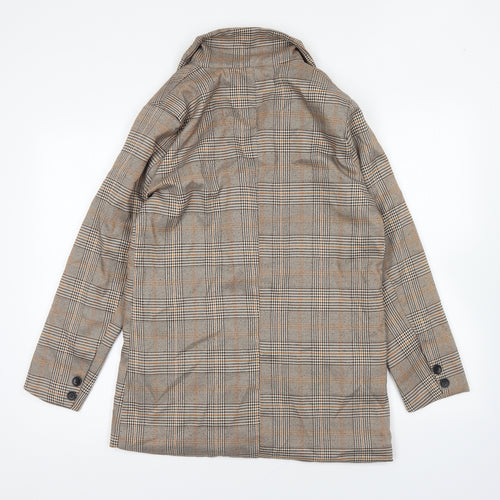 Y.Y Fashion Design Womens Brown Plaid Jacket Blazer Size L Button