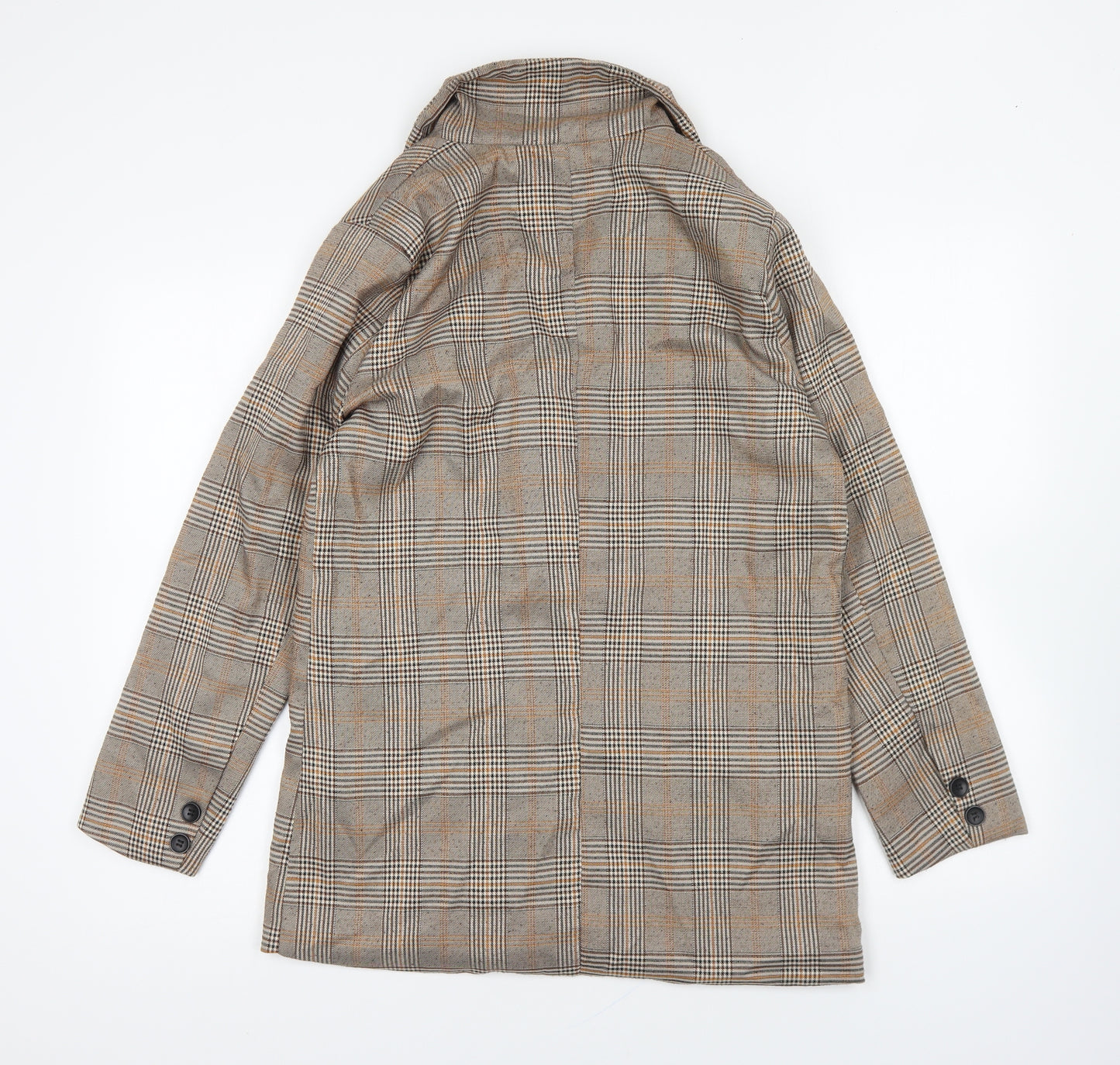 Y.Y Fashion Design Womens Brown Plaid Jacket Blazer Size L Button