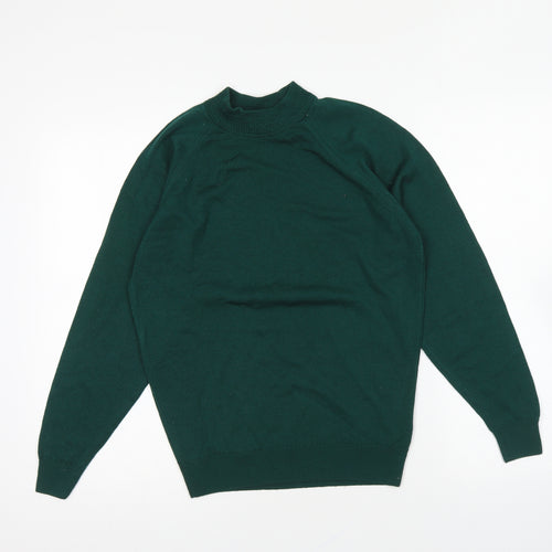 Hodgson Of Scotland Womens Green Round Neck Wool Pullover Jumper Size 8