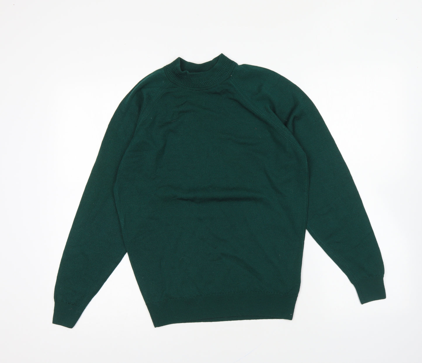 Hodgson Of Scotland Womens Green Round Neck Wool Pullover Jumper Size 8